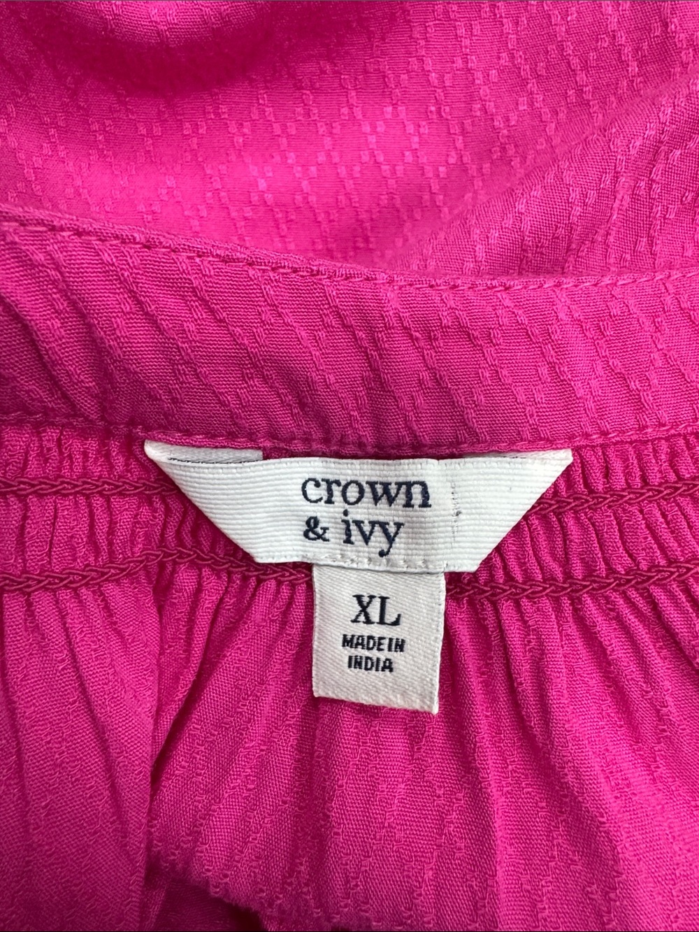 crown & ivy Hot Pink Women's Peasant Top - Picture 3 of 3